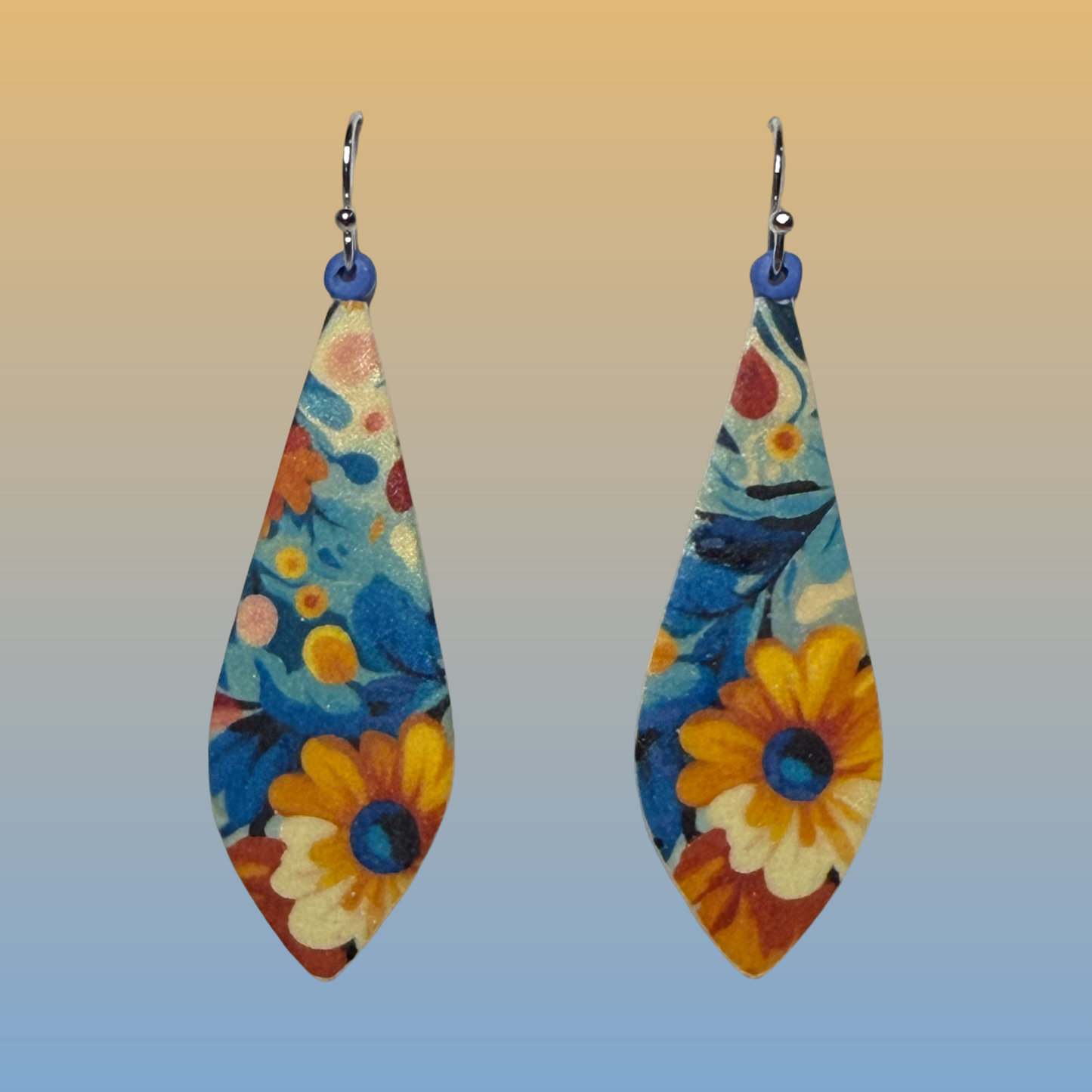 Picasso-Inspired Lightweight Polymer Clay Flowered Earrings