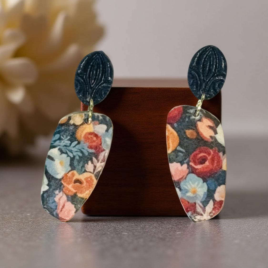 Flowers Boho Clay Earrings