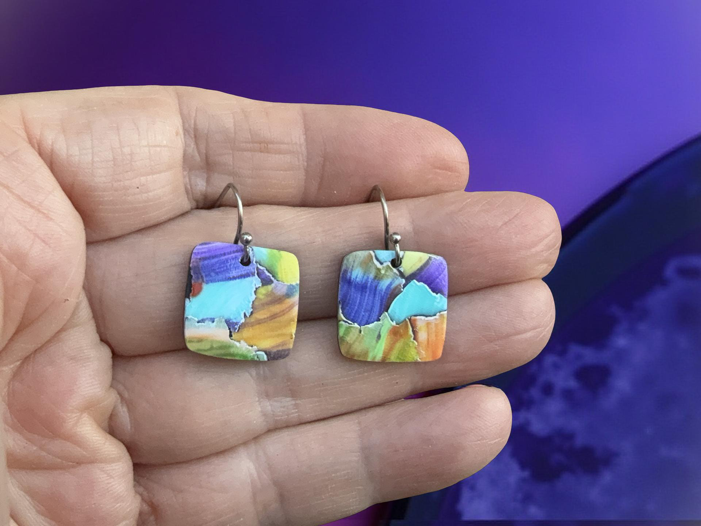 Watercolor Clay Dangle Earrings