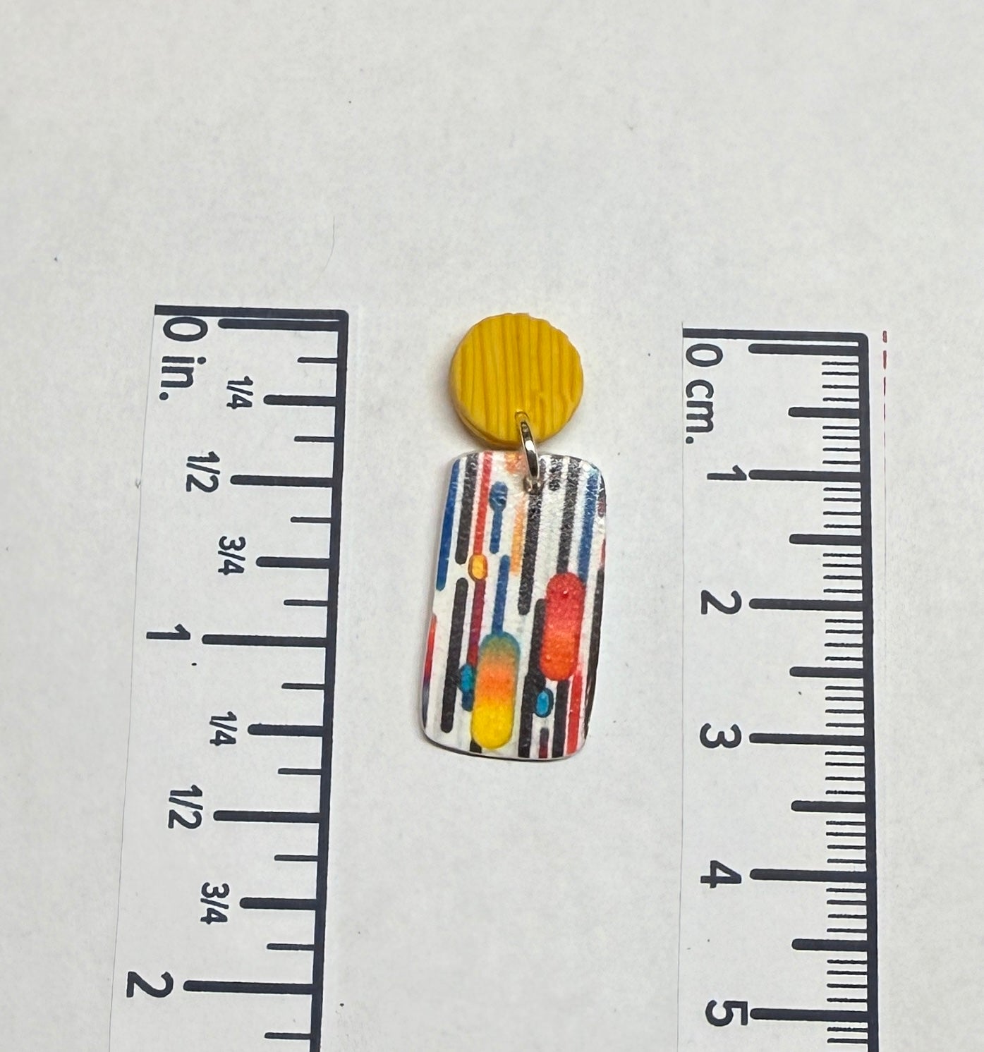 Lines and Dots Polymer Clay Colorful Post and Drop Earrings