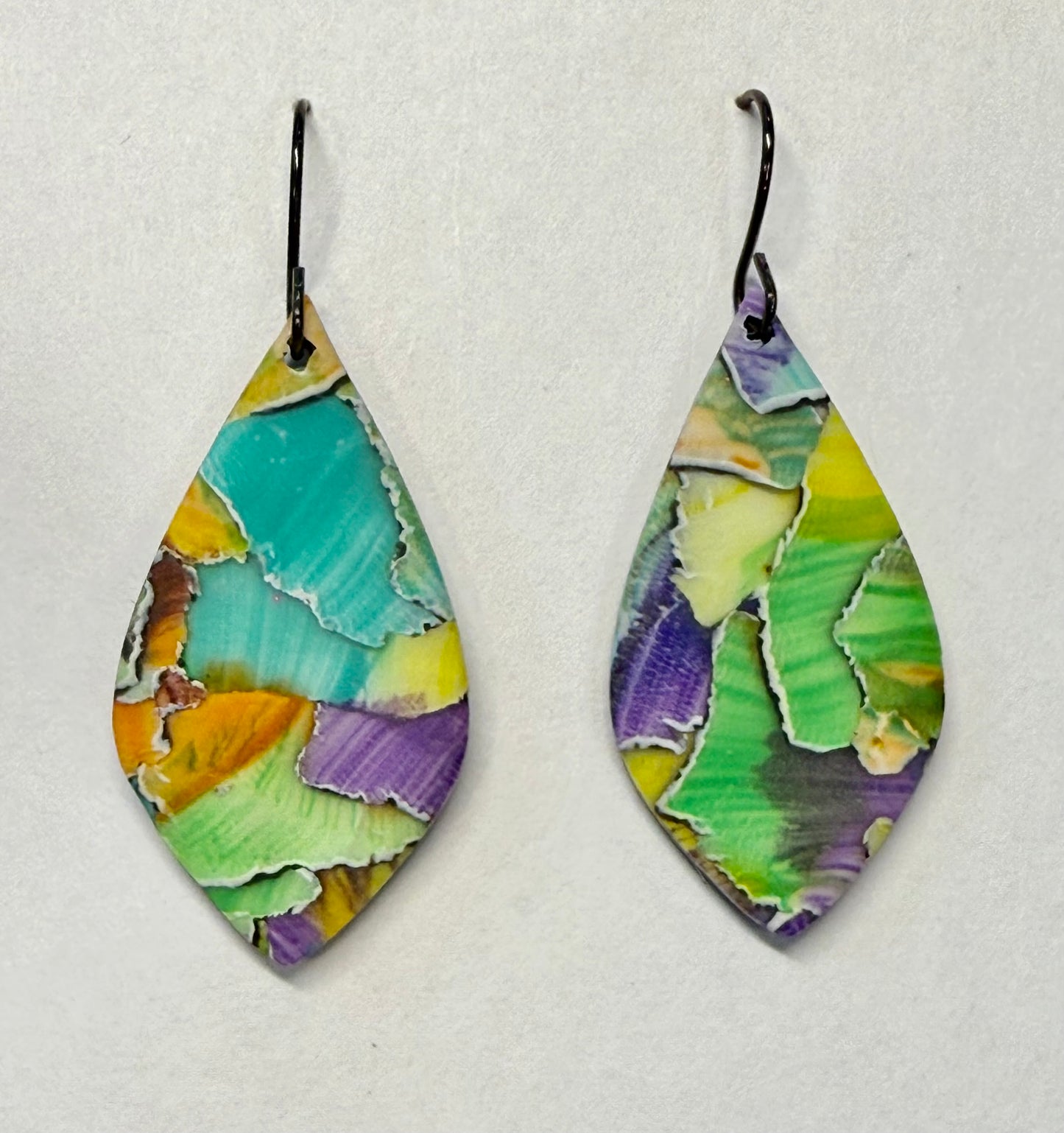 Bright Watercolor Dangle Clay Earrings