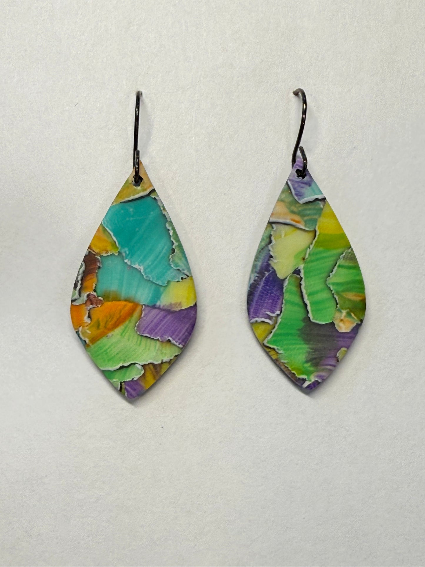 Bright Watercolor Dangle Clay Earrings