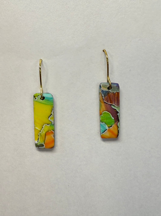 Bright Watercolor Dangle Earrings