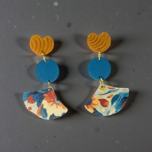 Picasso-Inspired Lightweight Polymer Clay Flowered Earrings