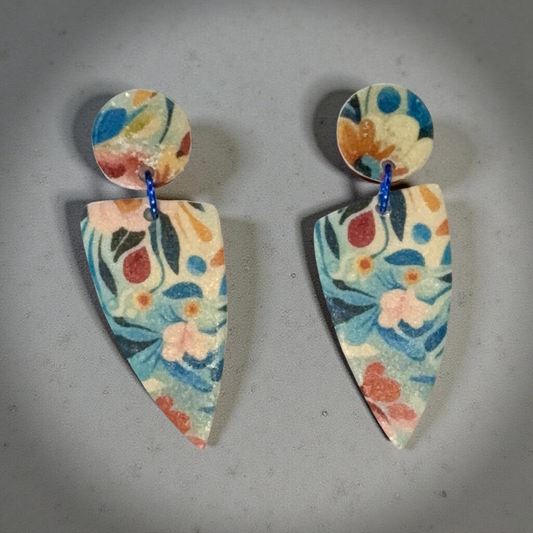 Picasso-Inspired Lightweight Polymer Clay Flowered Earrings