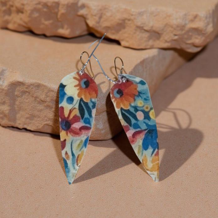 Picasso-Inspired Lightweight Polymer Clay Flowered Earrings