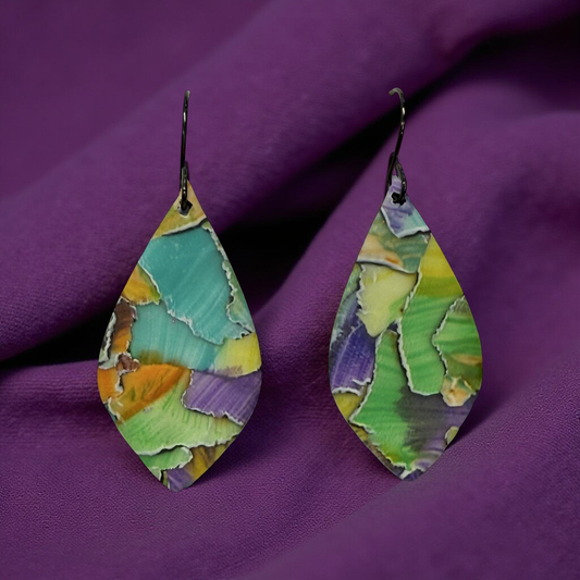 Bright Watercolor Dangle Clay Earrings