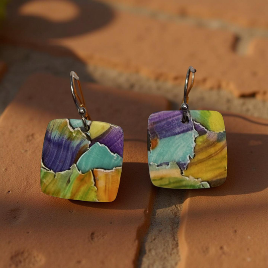 Watercolor Clay Dangle Earrings