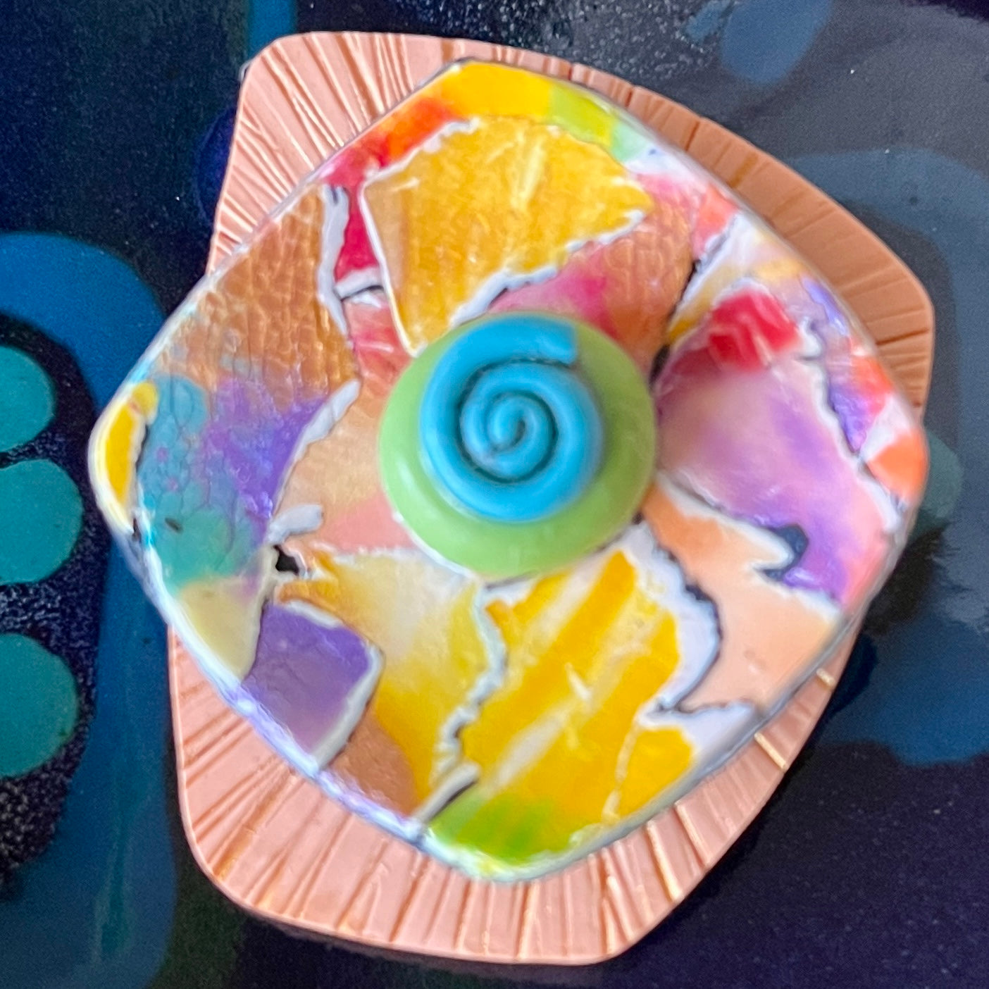 Textured and Layered Colorful Pastels Polymer Clay Brooch