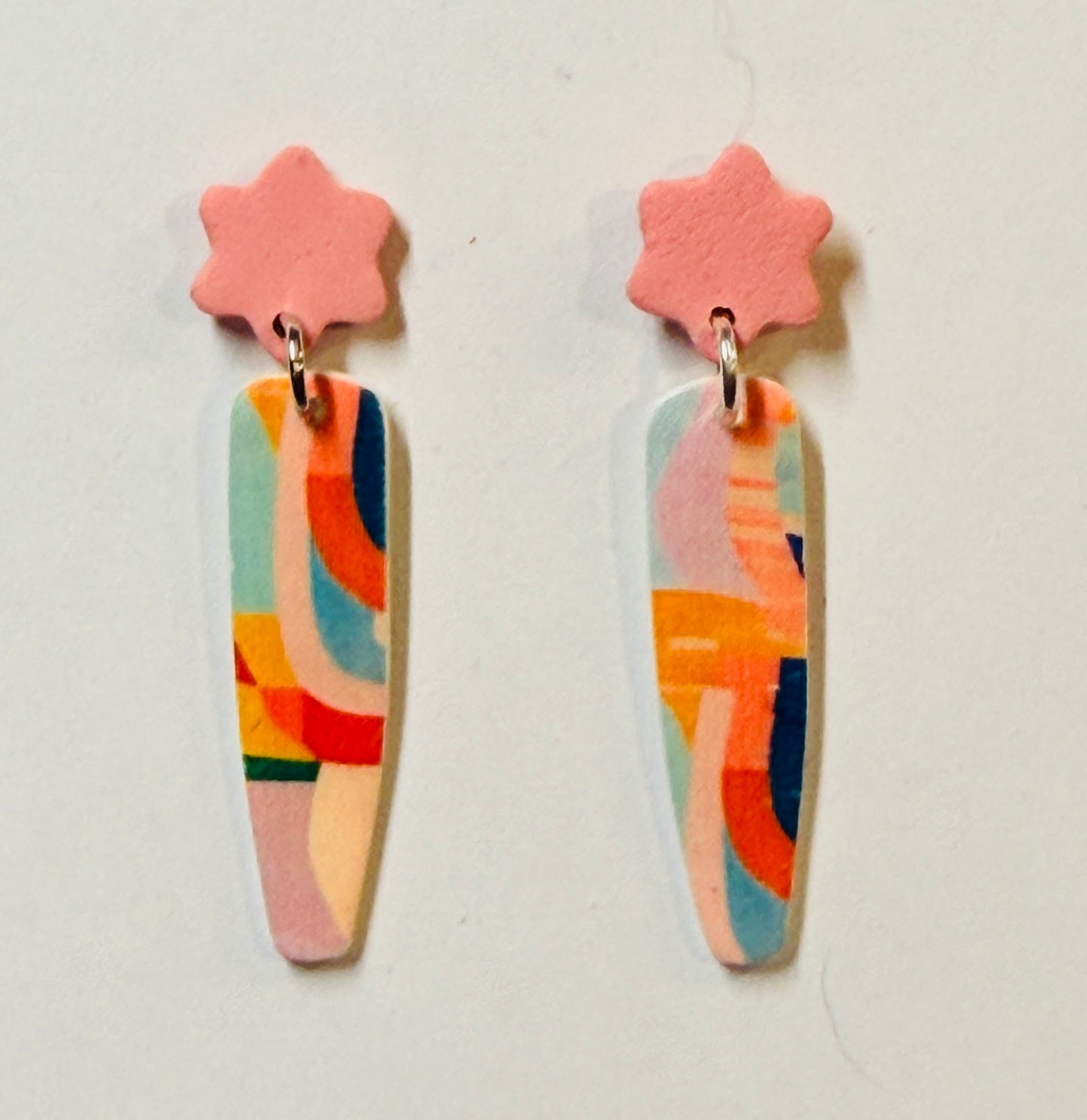 Colorful Abstract Pattern Polymer Clay Post Earrings