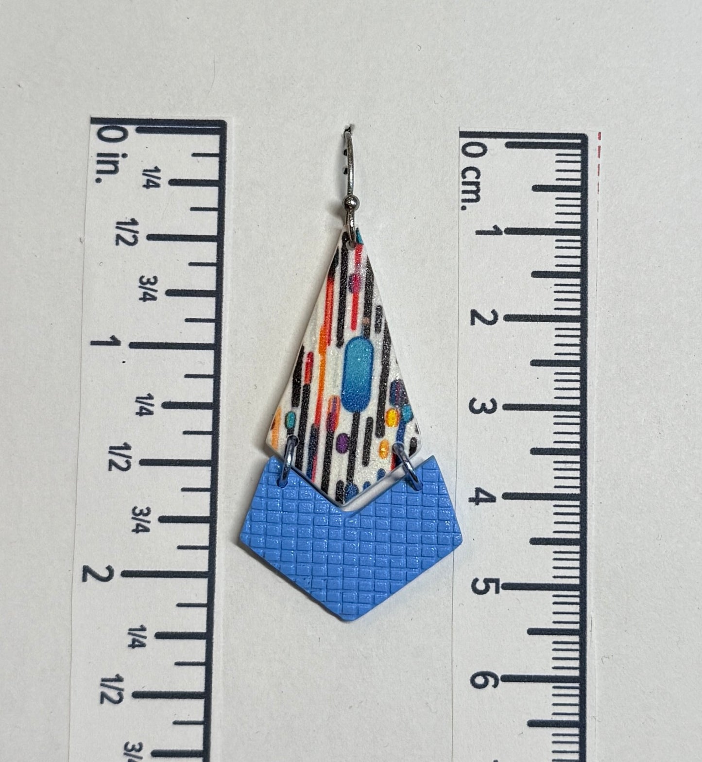 Lines and Dots Polymer Clay Arrow Wire Earrings