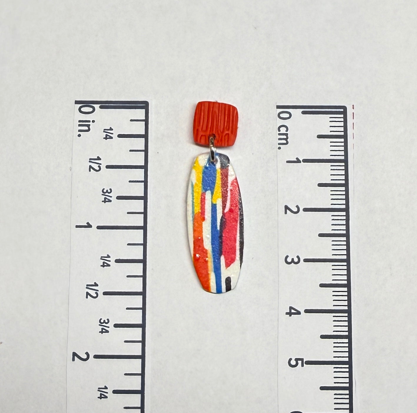 Watercolor Lines Abstract Polymer Clay Colorful Post and Drop Earrings