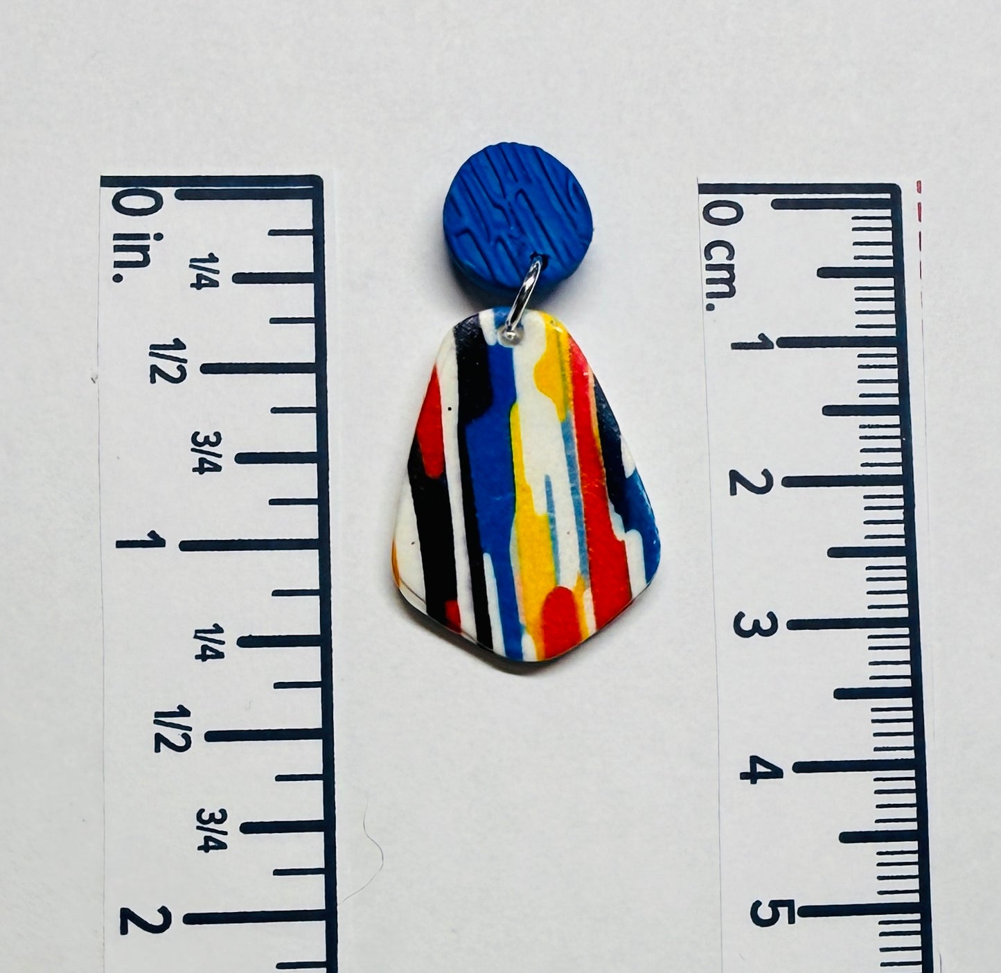 Watercolor Lines Abstract Polymer Clay Colorful Post and Drop Earrings