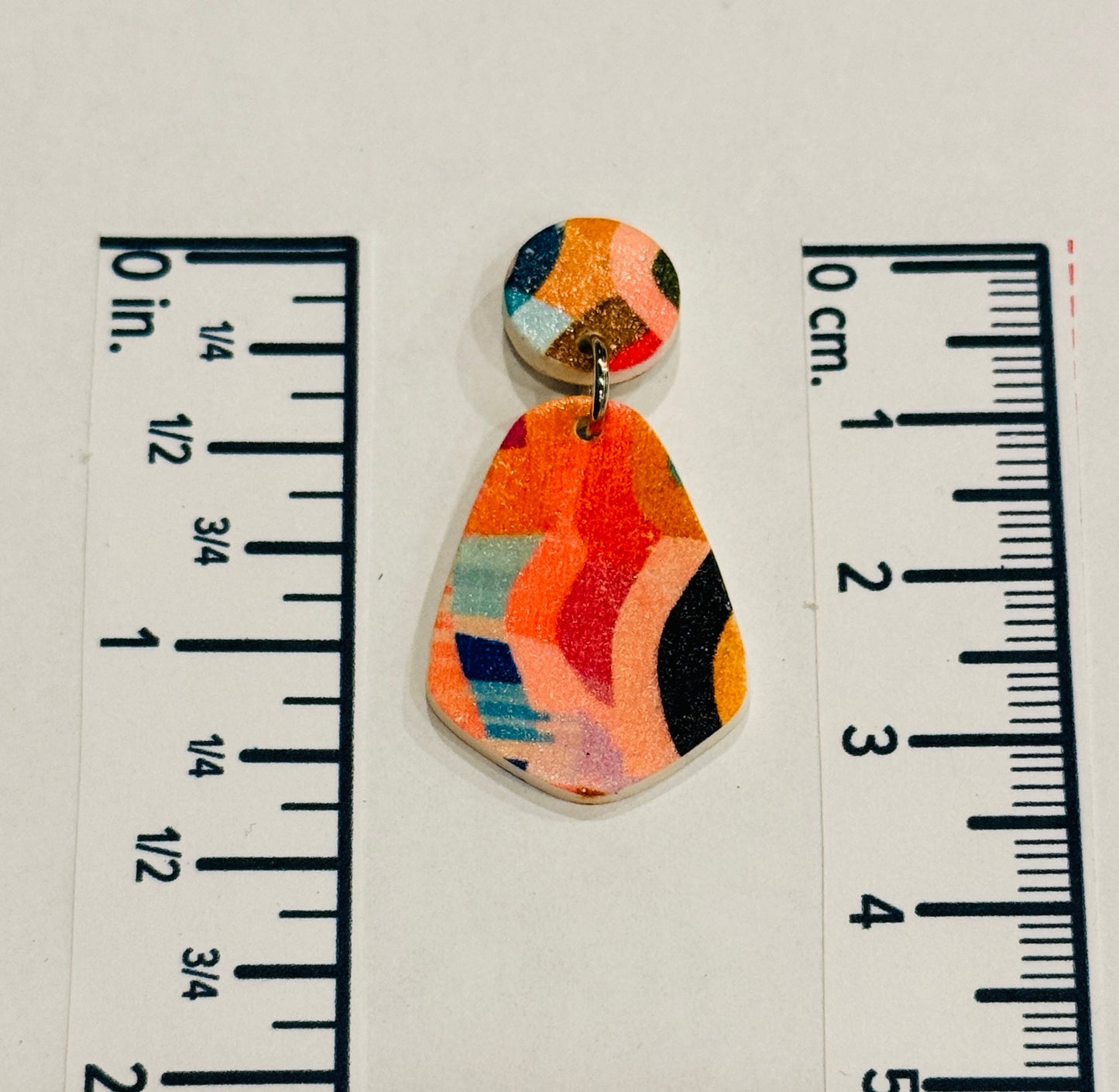 Abstract Pattern Polymer Clay Earrings Post and Drop