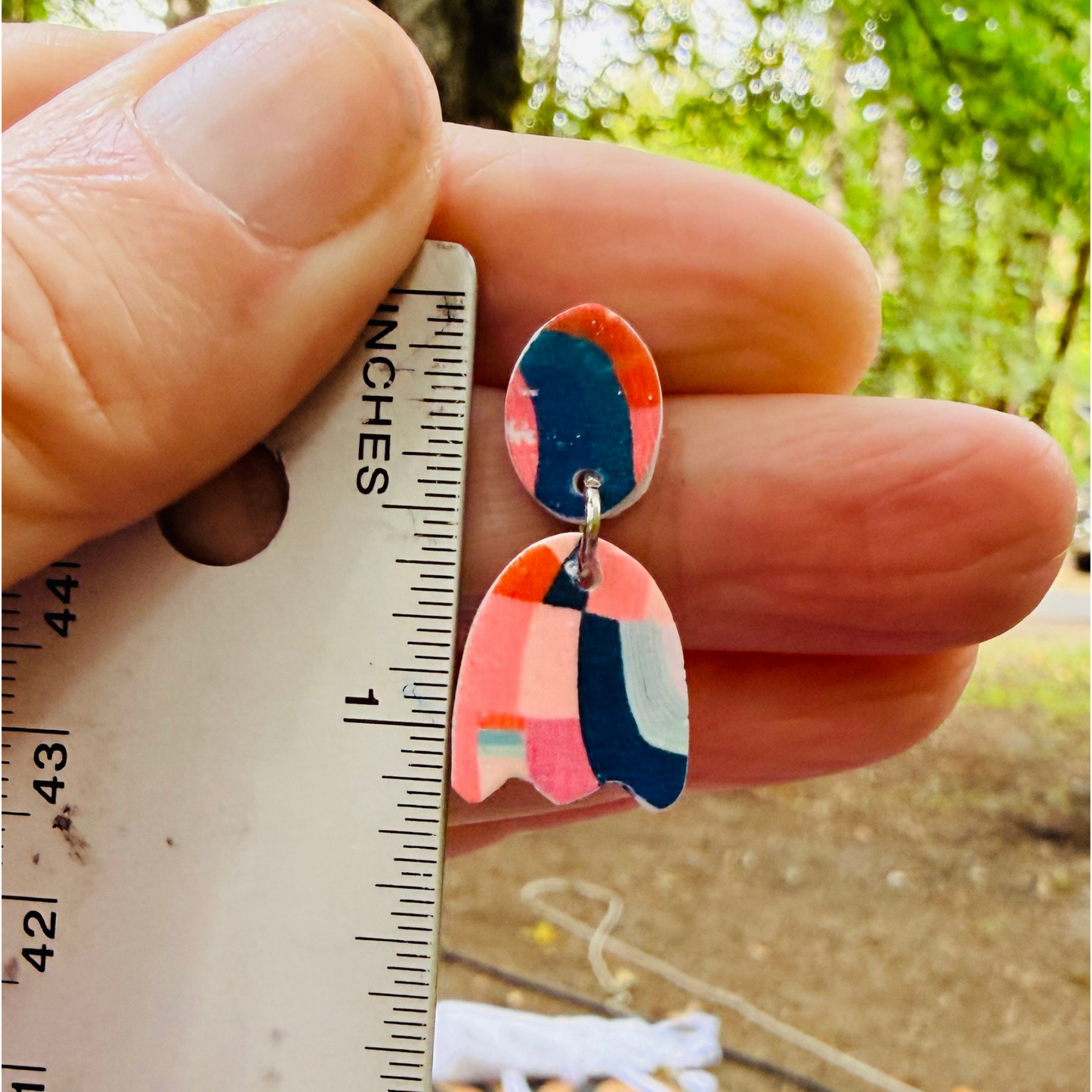 Colorful Abstract Pattern Polymer Clay Post Earrings