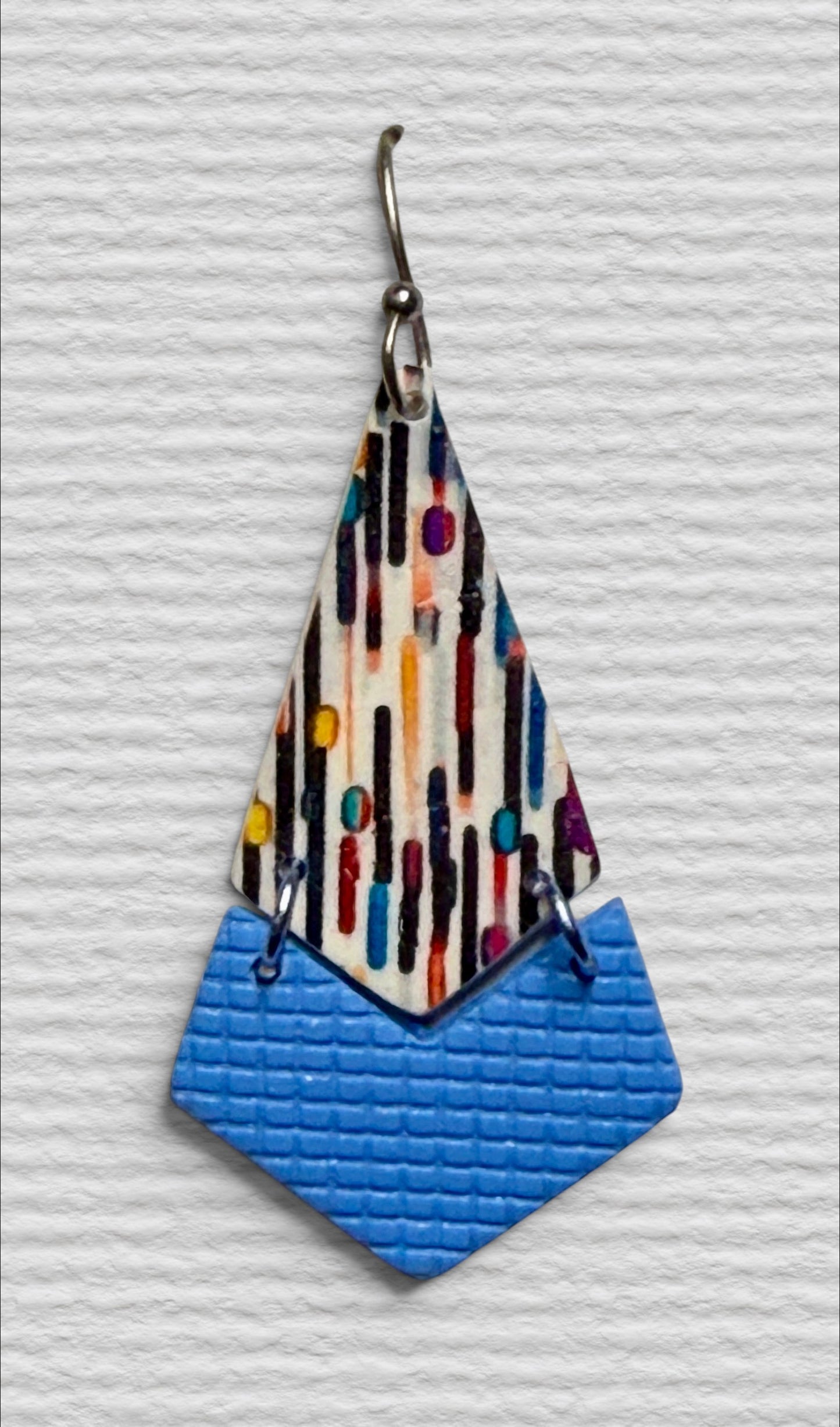 Lines and Dots Polymer Clay Arrow Wire Earrings