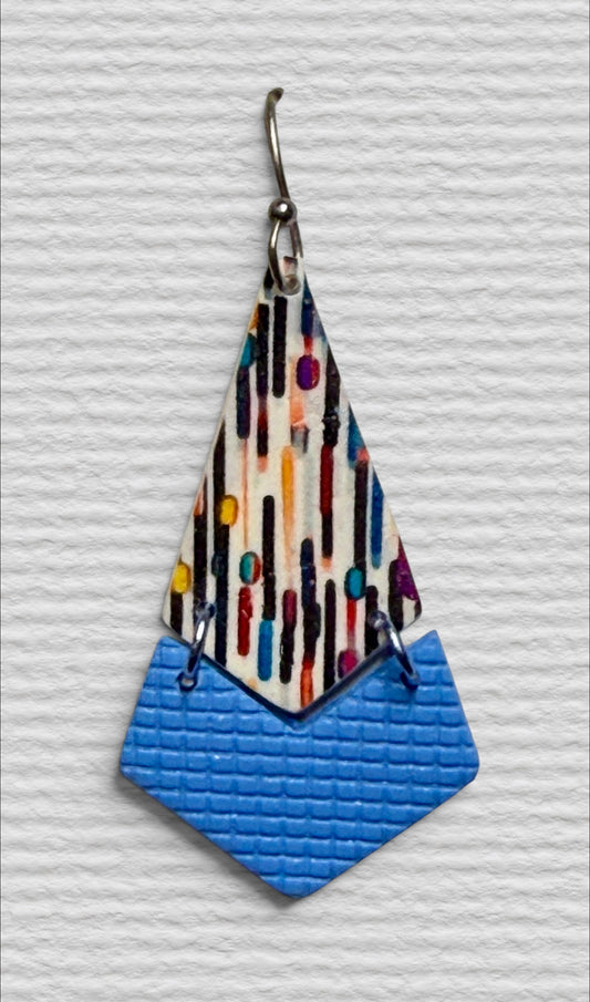 Lines and Dots Polymer Clay Arrow Wire Earrings