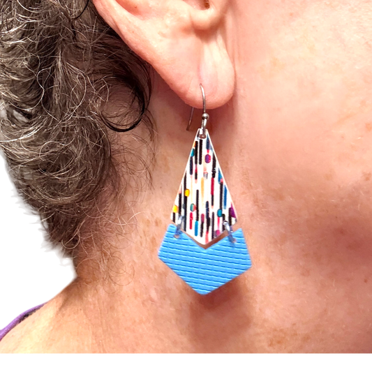 Lines and Dots Polymer Clay Arrow Wire Earrings
