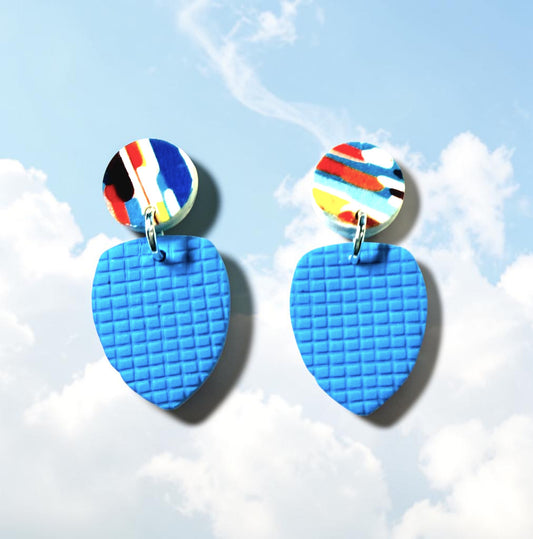 Watercolor Lines Abstract Polymer Clay Colorful Post and Drop Earrings