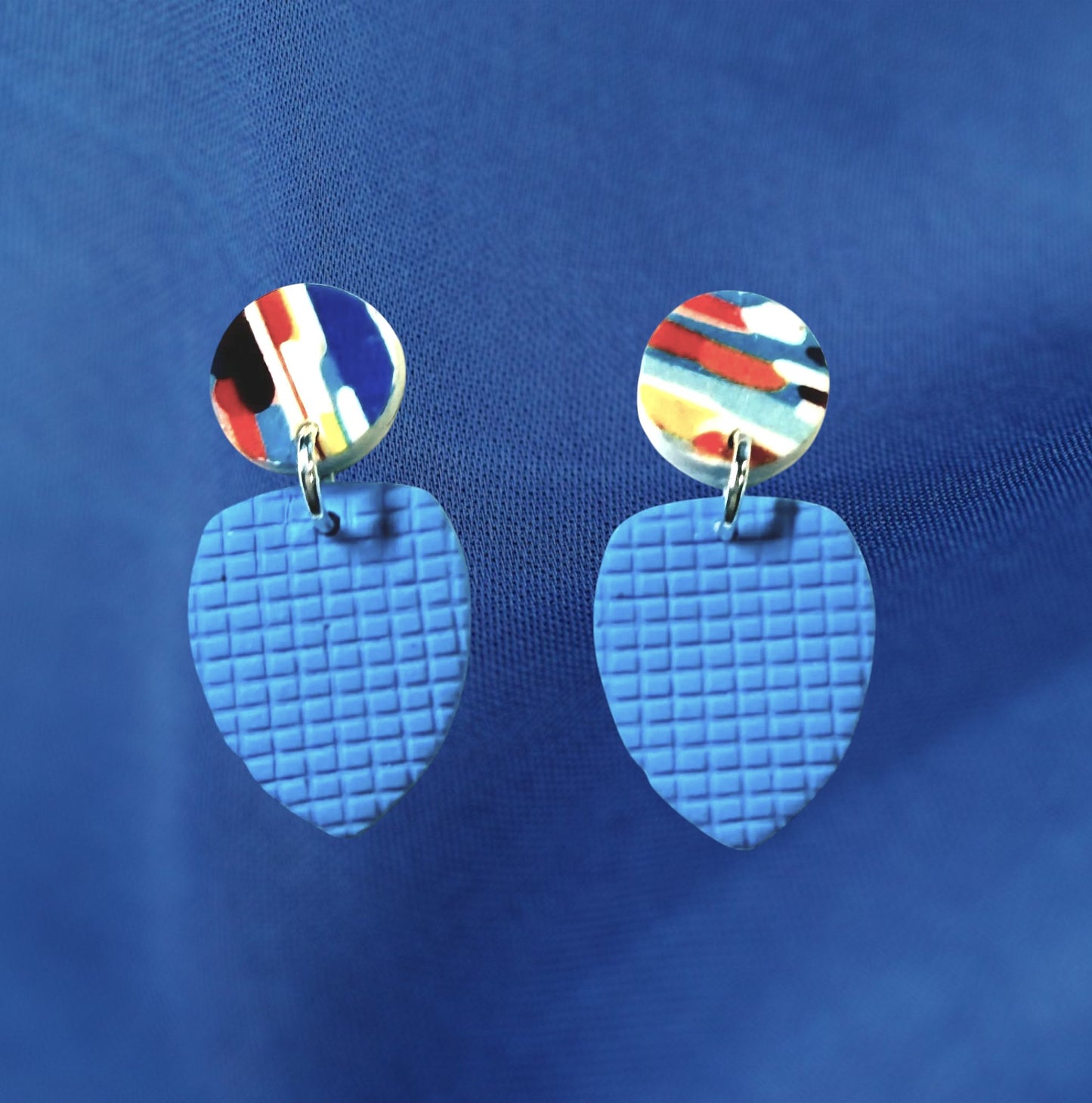 Watercolor Lines Abstract Polymer Clay Colorful Post and Drop Earrings