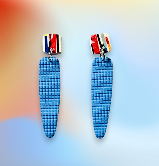Watercolor Lines Abstract Polymer Clay Colorful Post and Drop Earrings (Copy)